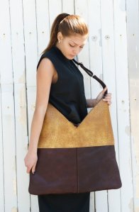 ♥ Brown and Yellow Leather Bag ♥ 